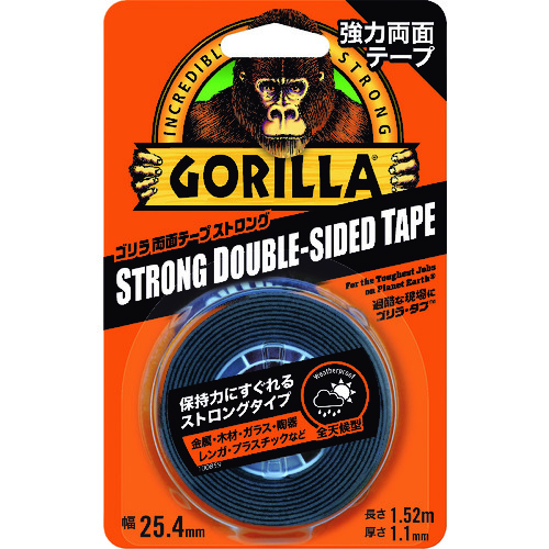 【TRUSCO】ＫＵＲＥ　強力両面テープ　ゴリラ両面テープ　ストロング　２５．４ｍｍ×１．５２ｍ×厚さ１．１ｍｍ